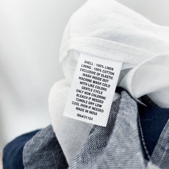 [Crown & Ivy] Navy Blue White Plaid Linen Midi Dress Tie Straps NWT Size Large L - Picture 11 of 11